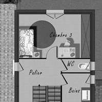 Plan de l’étage de la maison 3 de type 4.</p>