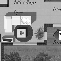 Plan du rez de chaussée de la maison 1 de type 4.<br />