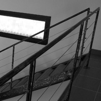Escalier métal et bois.<br />